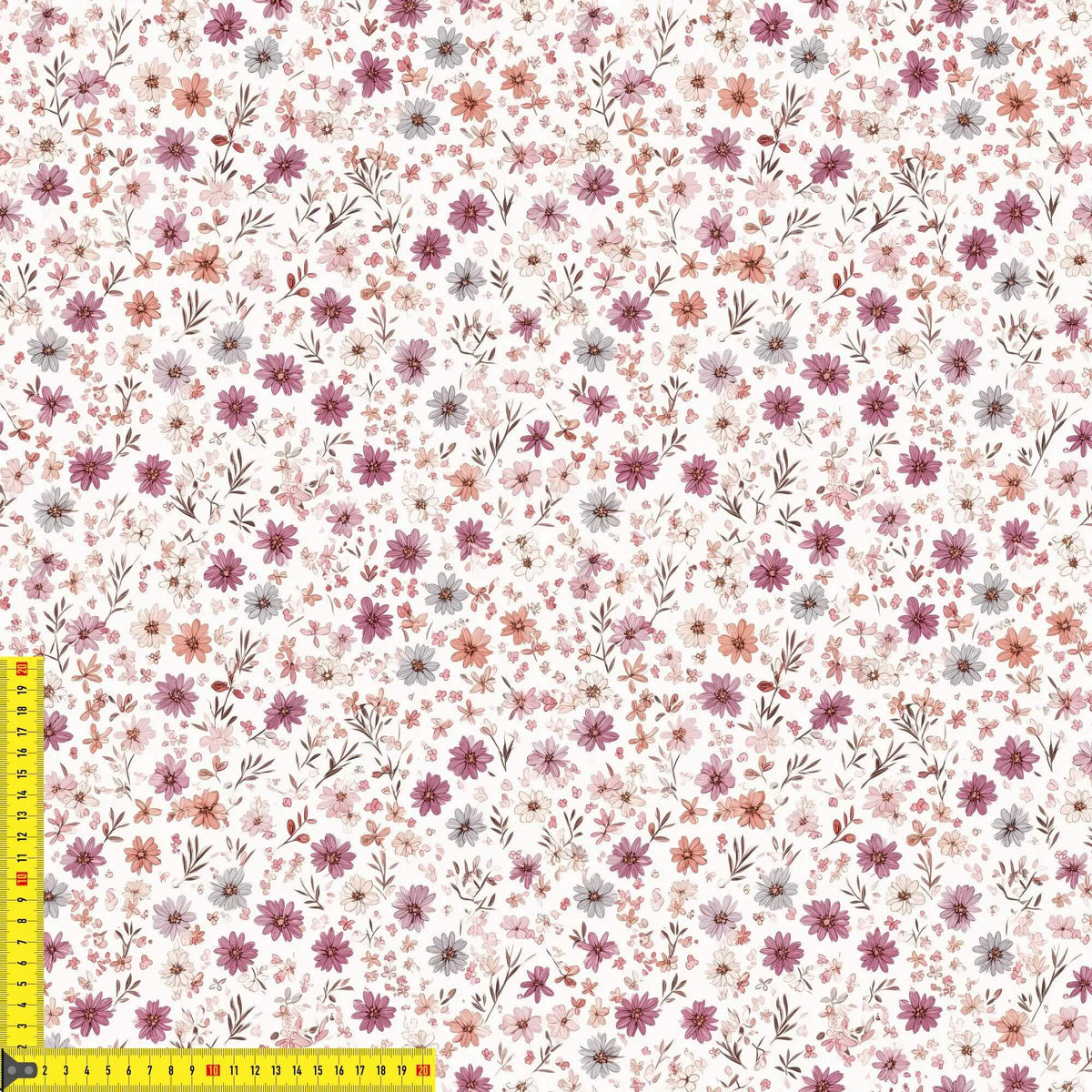 Rib Jersey Meterware Blümchen Rosa Kinderstoffe Babystoffe