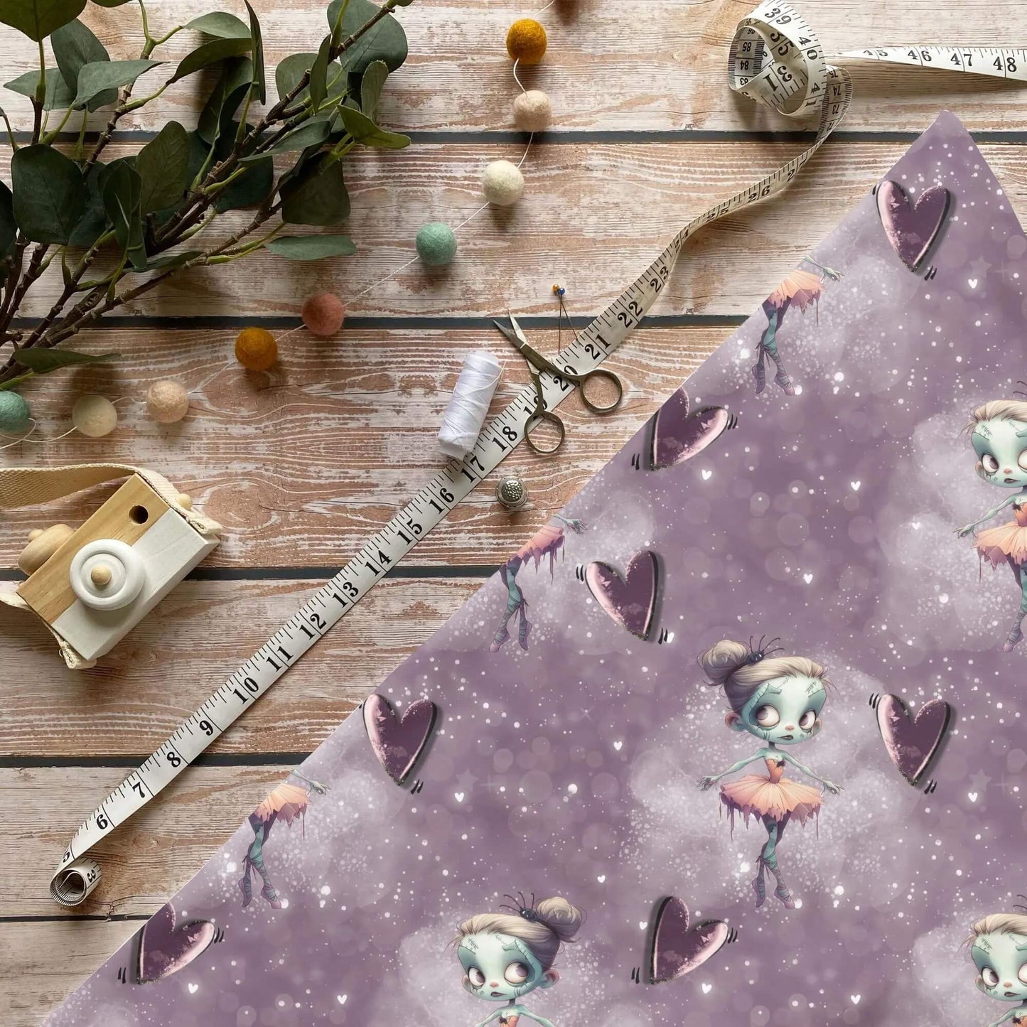 Jersey Stoff Meterware Ballerina Zombie Kinderstoffe Babystoffe