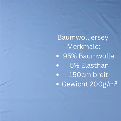 OEKO TEX 100 Baumwolljersey Meterware Eisblau – 0,5m Stoff für DIY Projekte