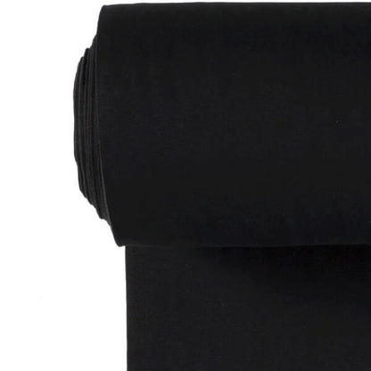 Bündchenstoff schwarz gerippt elastisch Nahaufnahme