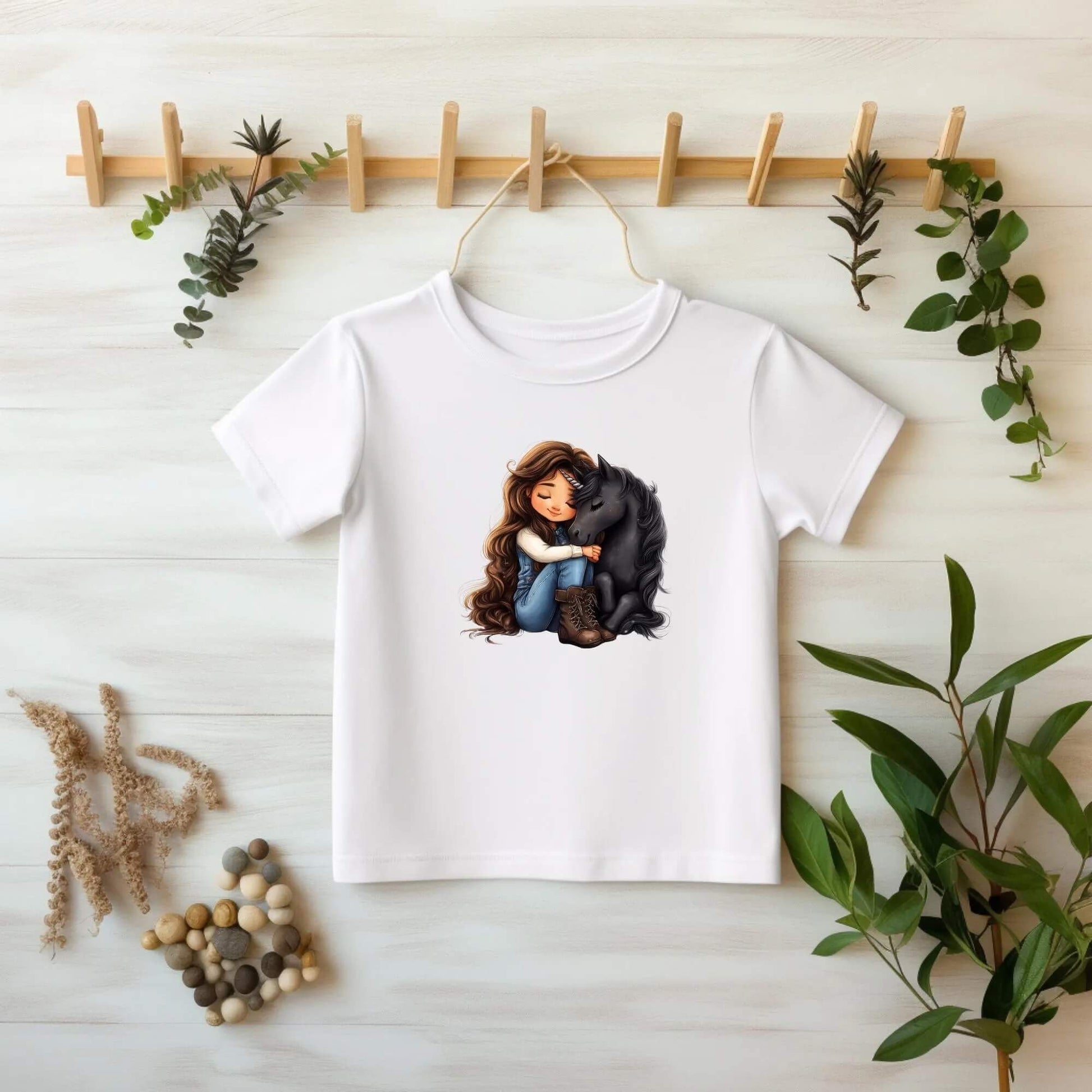 Einhorn Bügelmotiv schwarz Kinder DTF Folie DIY Kleidung
