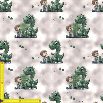 OEKO TEX Kinderstoff mit Dinosaurier Motiv für kreative Nähprojekte
