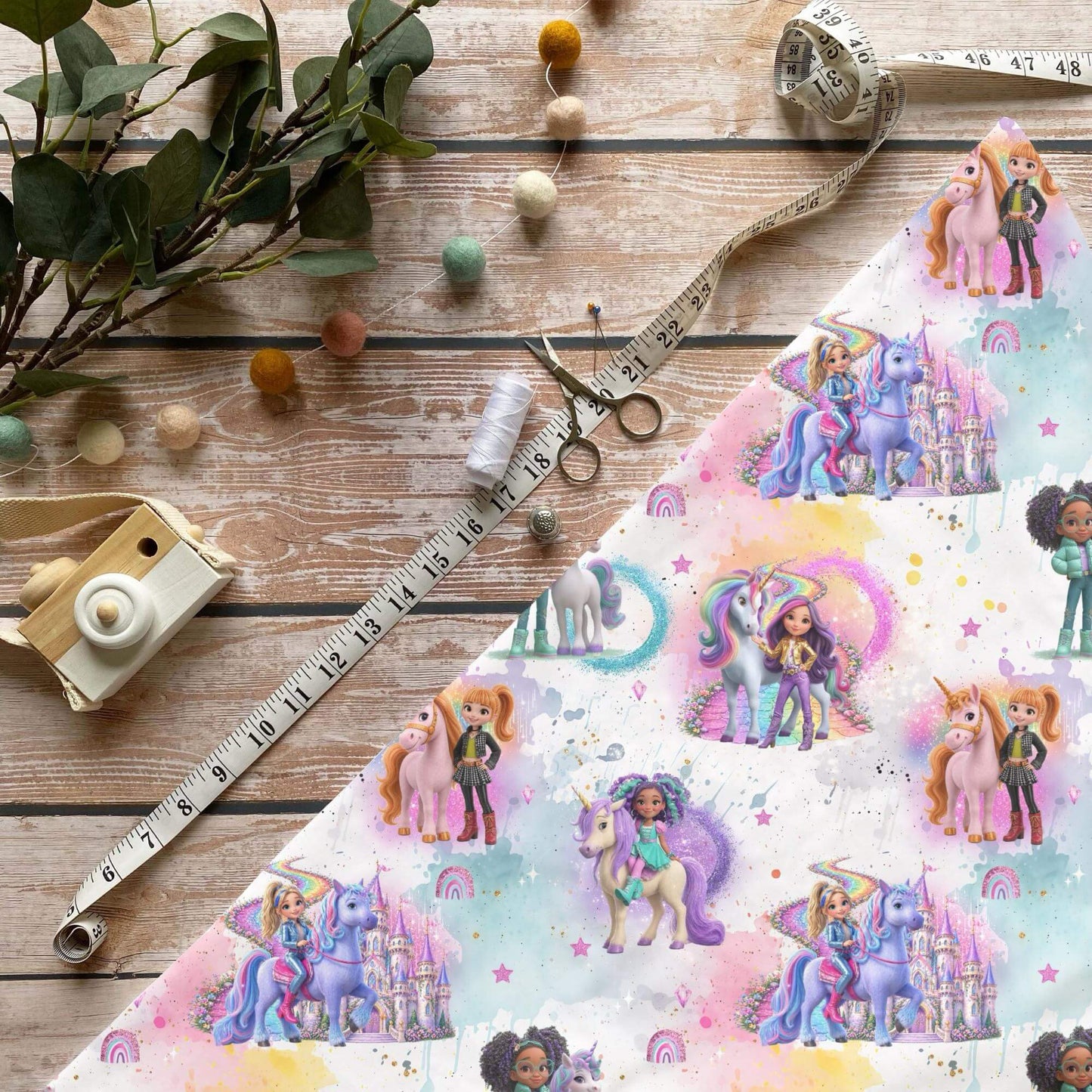 Magisches Einhorn Jersey 0,5 m mit bunten Einhörnern und Fantasy-Motiven