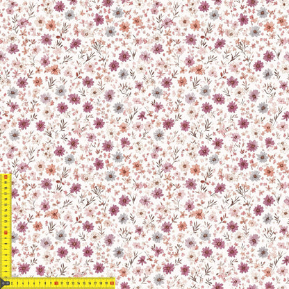 Floraler Stoff rosa mit kleinen Blumen als Meterware – ideal für Kinderkleidung und DIY Projekte
