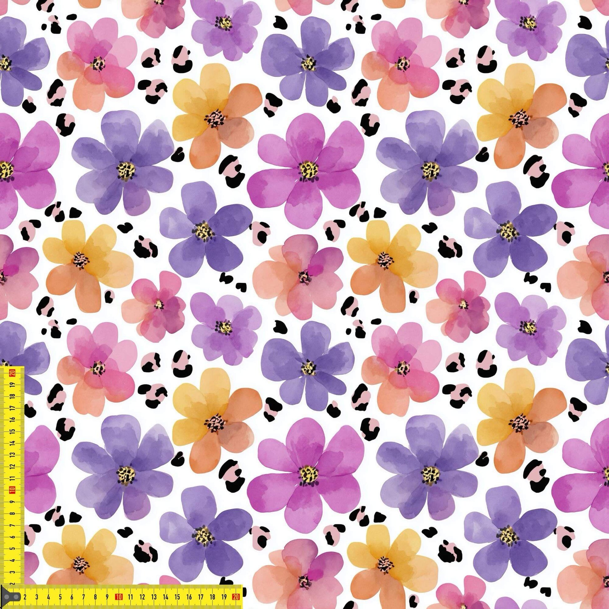 Jersey Stoff Blumen mit Leoflecken OEKO-TEX Standard 100 für Kleider, Shirts und Kinderkleidung
