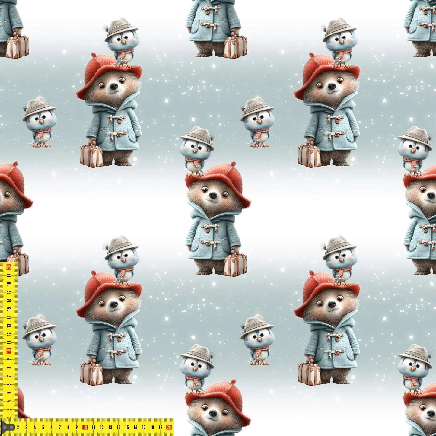 „French Terry Meterware mit Winterbär – perfekt für Pullover & Pumphosen“