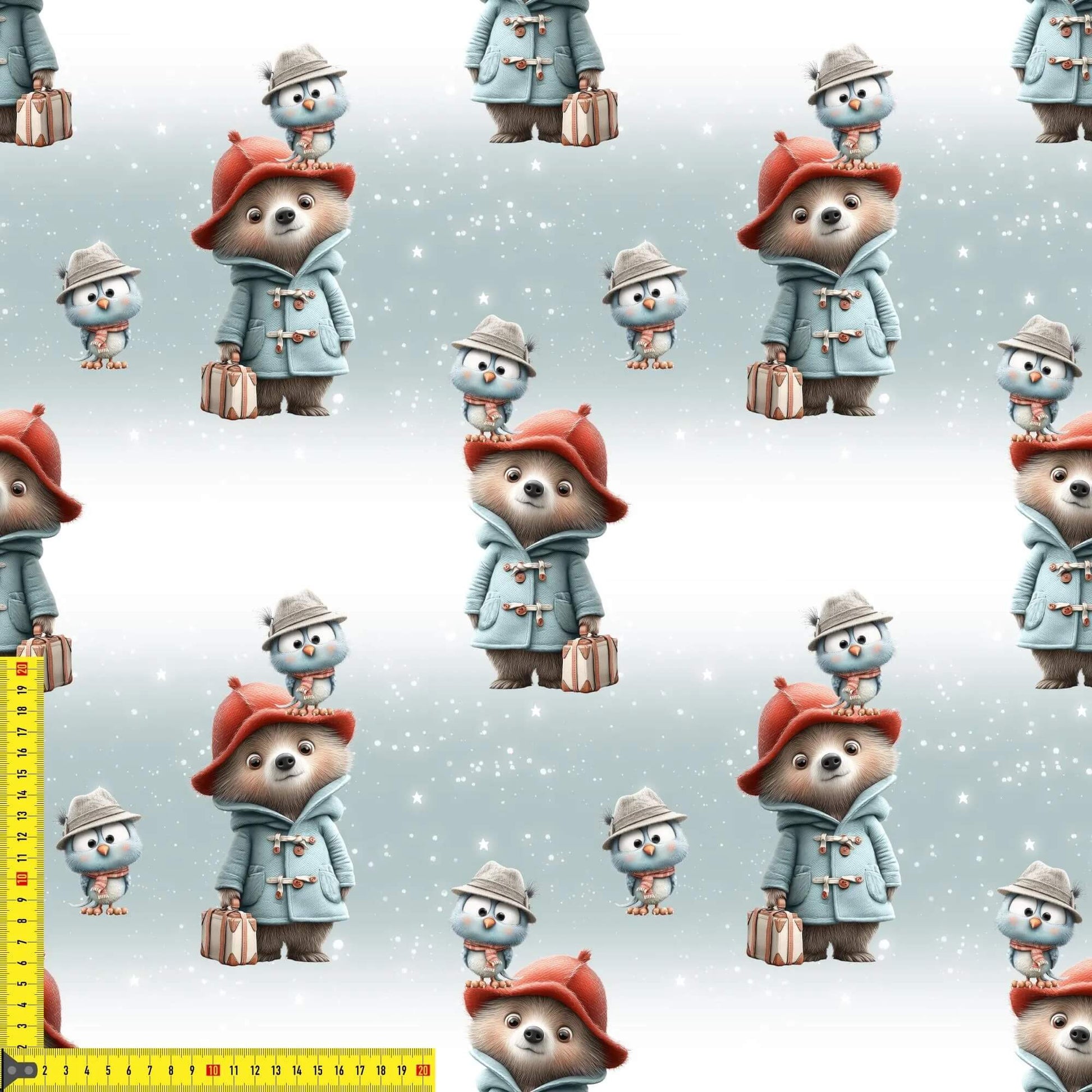 „French Terry Meterware mit Winterbär – perfekt für Pullover & Pumphosen“