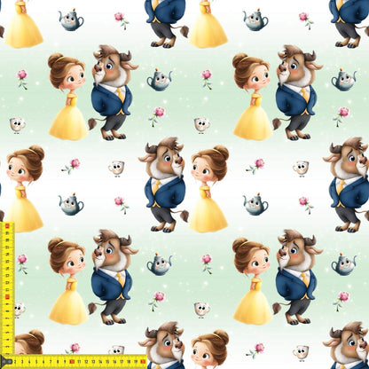 „French Terry Meterware mit Märchenpaar – perfekt für Pullover & Pumphosen“