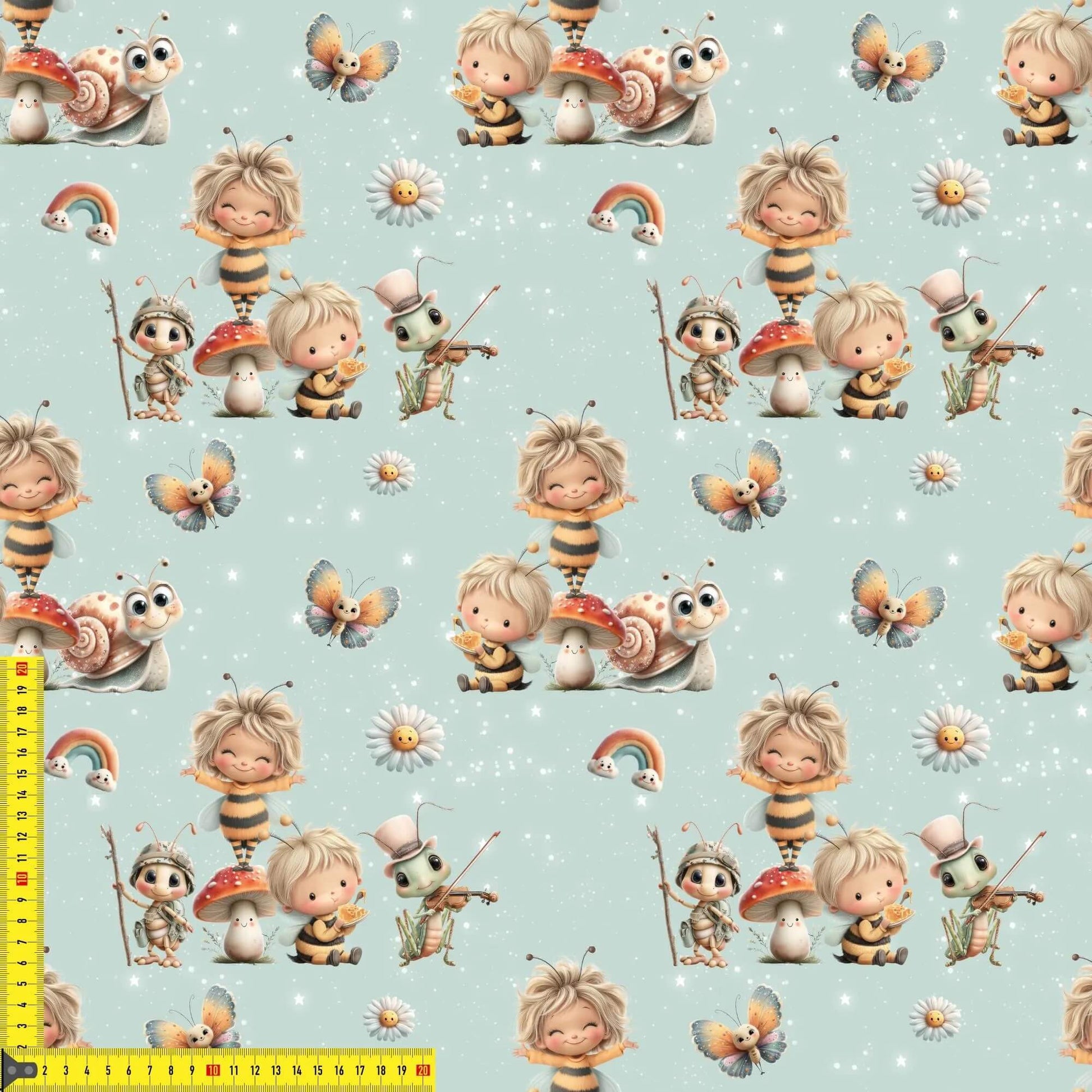 „French Terry Meterware mit Biene und Freunden – perfekt fuer Pullover & Pumphosen“