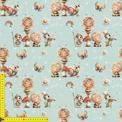 „French Terry Meterware mit Biene und Freunden – perfekt fuer Pullover & Pumphosen“