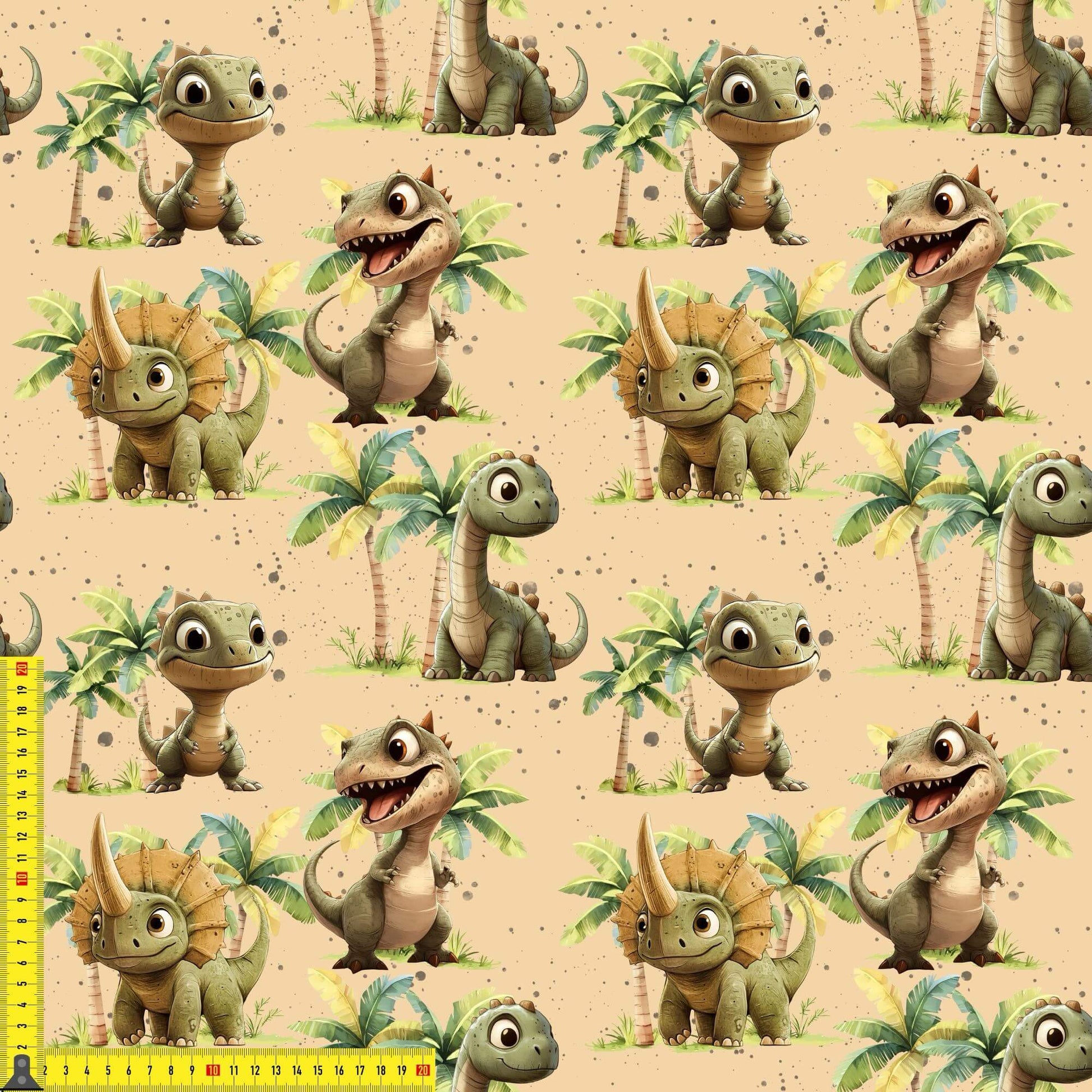 „French Terry Meterware mit Urzeitmotiv – perfekt für Pullover & Pumphosen“