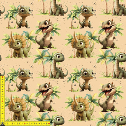 „French Terry Meterware mit Urzeitmotiv – perfekt für Pullover & Pumphosen“