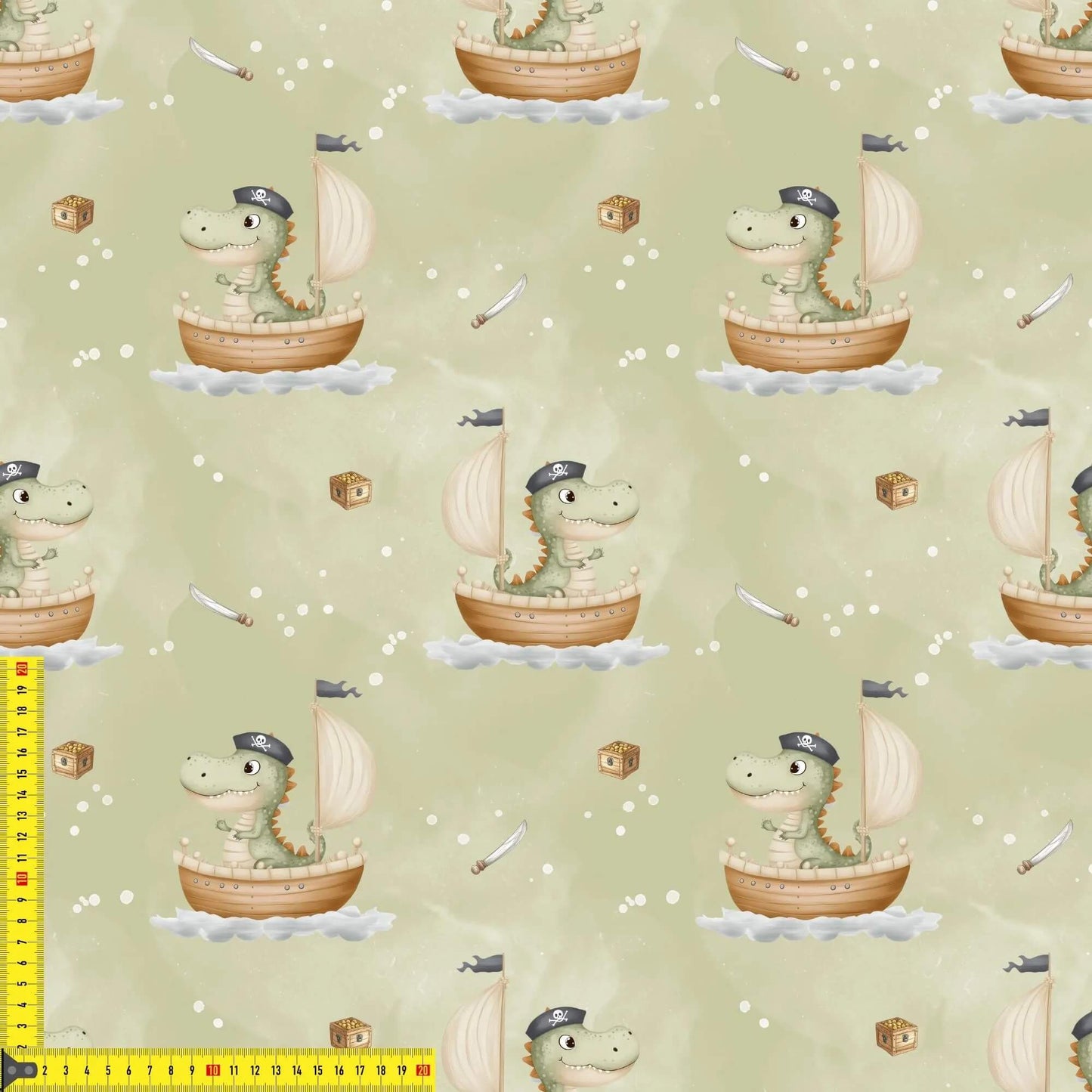 „French Terry Meterware mit Piratendesign – perfekt fuer Pullover & Pumphosen“