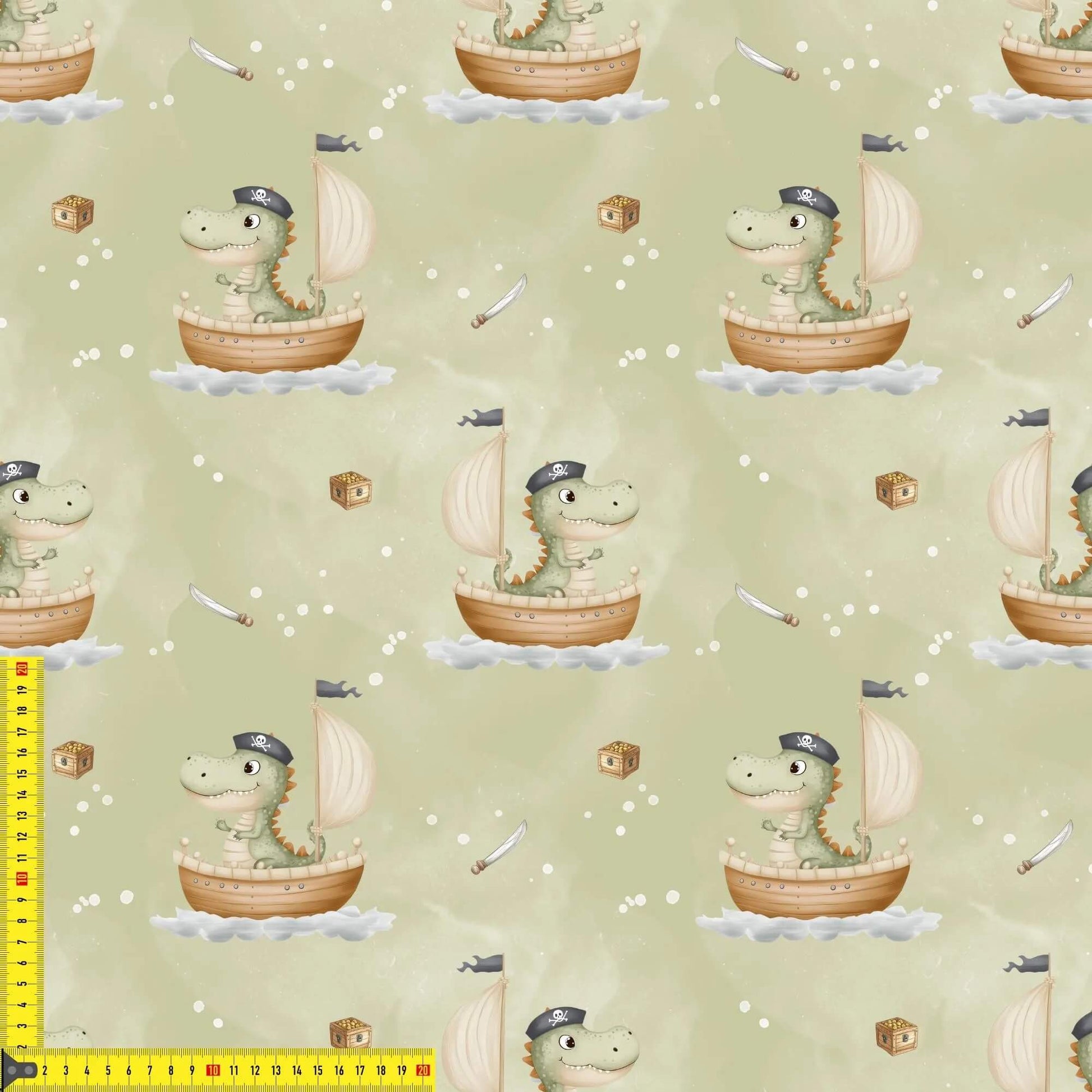 „French Terry Meterware mit Piratendesign – perfekt fuer Pullover & Pumphosen“