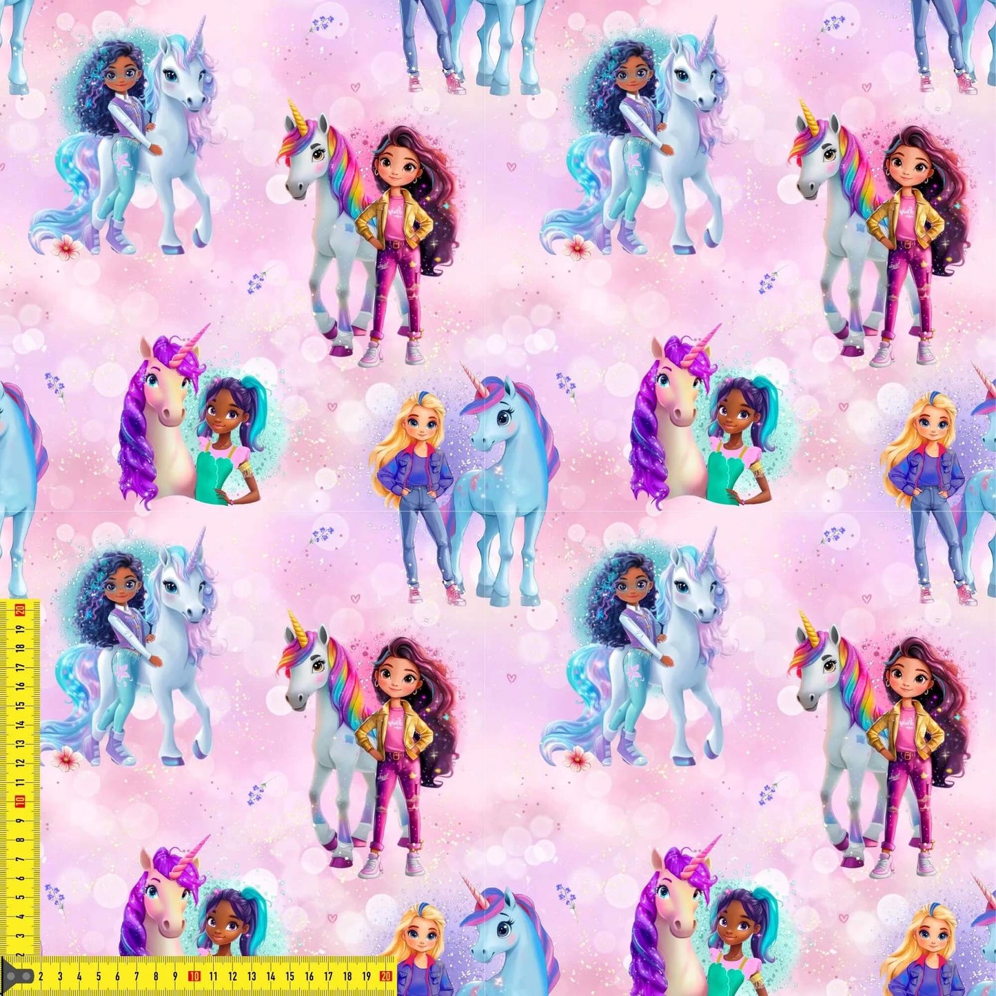 „French Terry Meterware mit Einhornreiterin – perfekt fuer Pullover & Pumphosen“