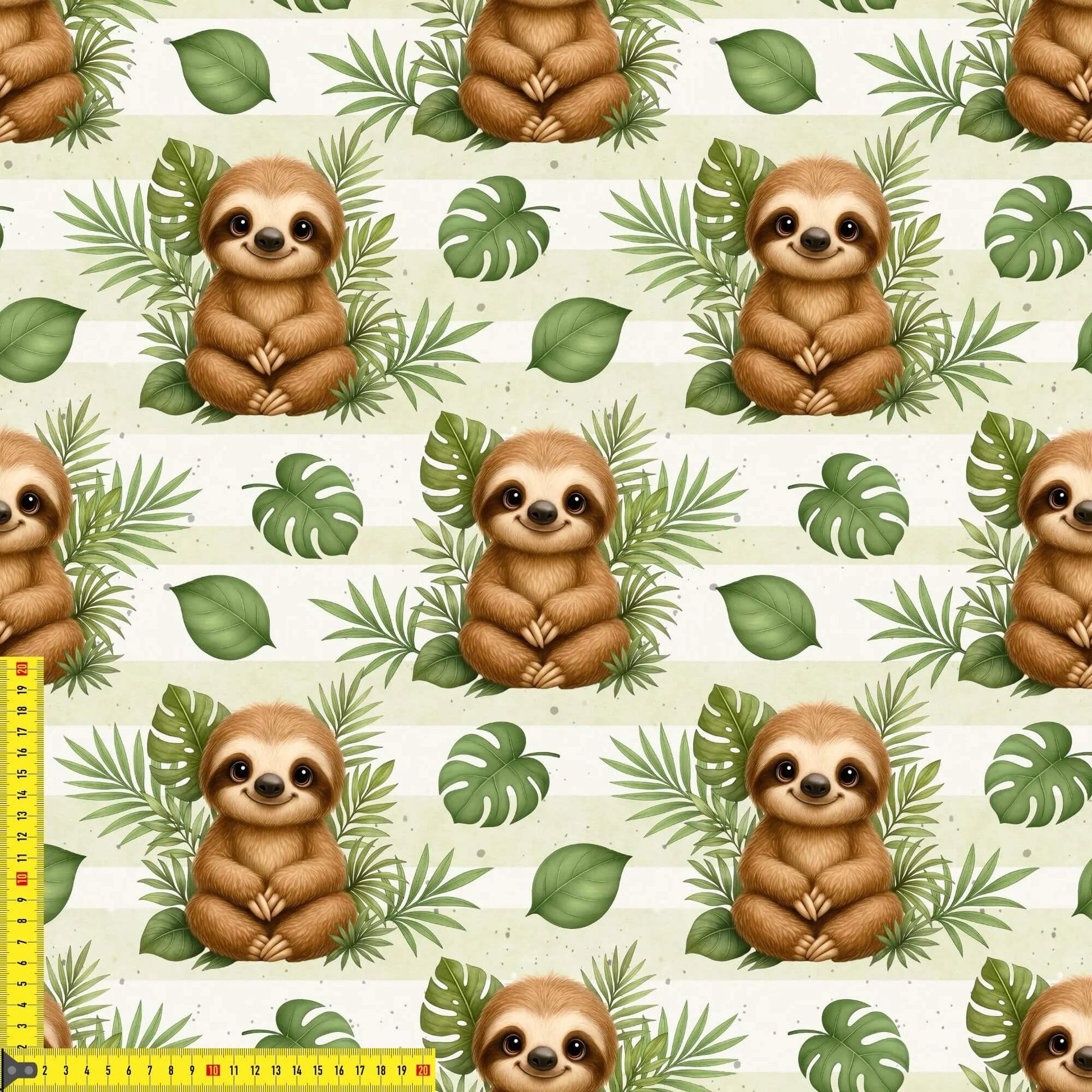 „French Terry Meterware mit Tropenfaultier – perfekt für Pullover & Pumphosen“