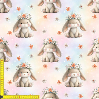 „French Terry Meterware mit Hase – perfekt fuer Pullover & Pumphosen“