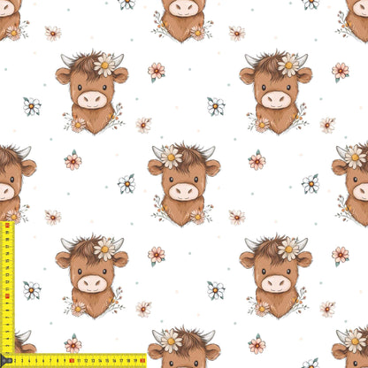 „French Terry Meterware mit Kuhmotiv – perfekt für Pullover & Pumphosen“