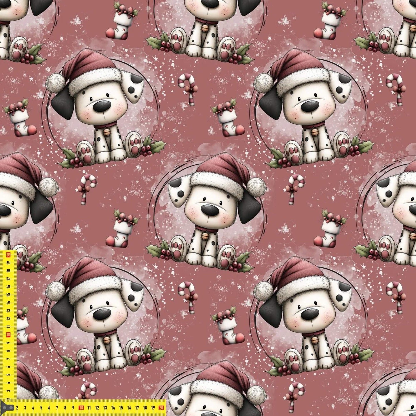 „French Terry Meterware mit Weihnachtshund – perfekt für Pullover & Pumphosen“