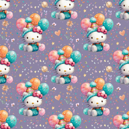 „French Terry Meterware mit Party-Katze – perfekt für Pullover & Pumphosen“