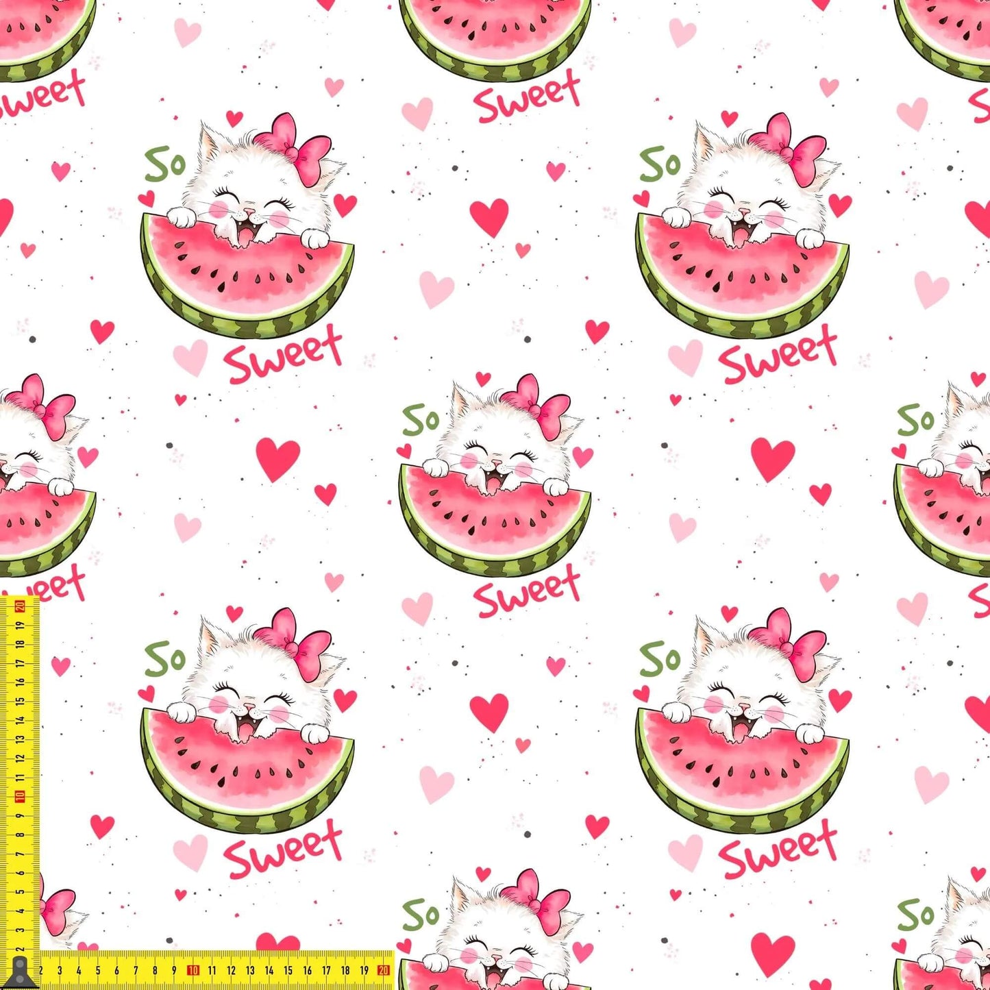 „French Terry Meterware mit Fruchtkatzen – perfekt für Pullover & Pumphosen“