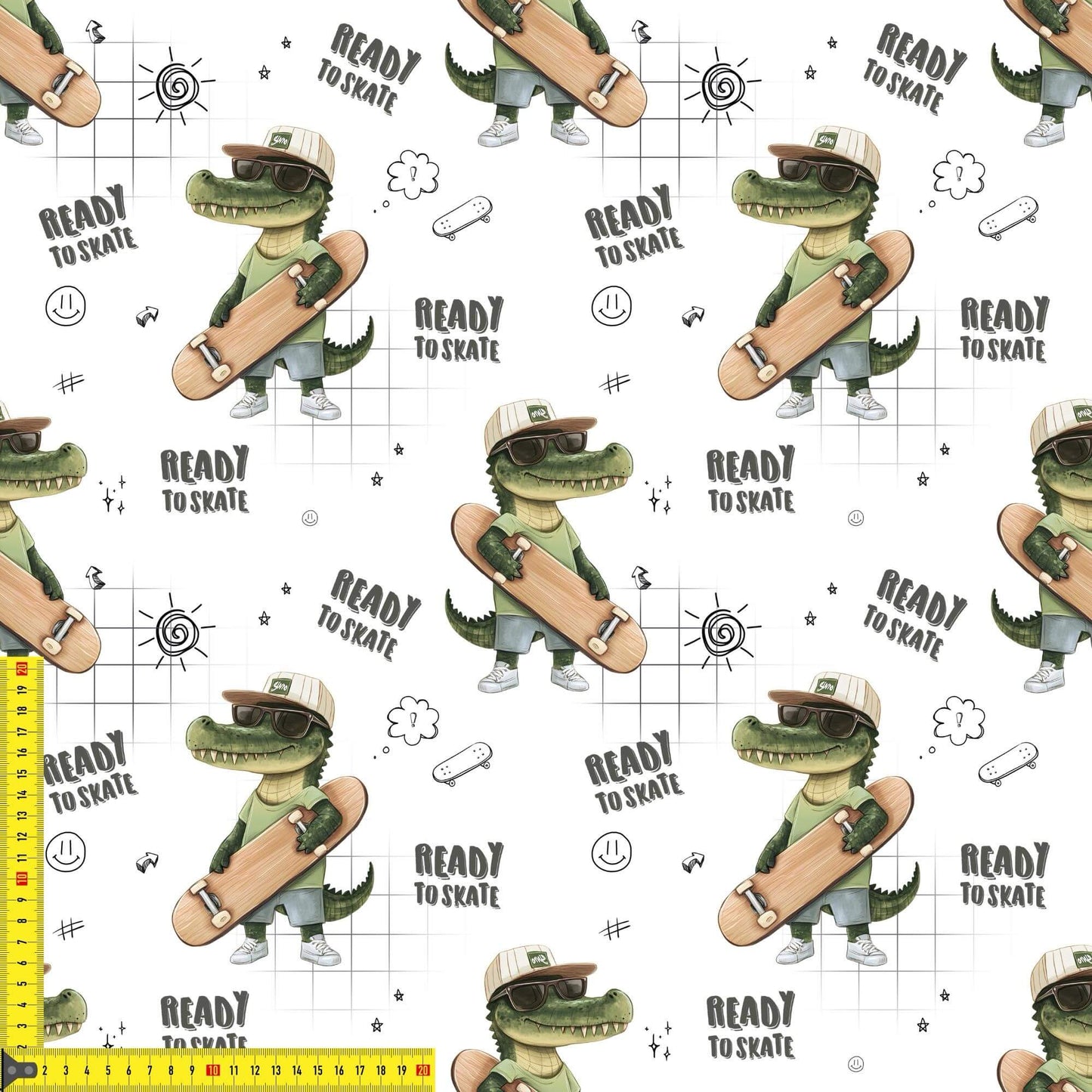 „French Terry Meterware mit Skater Kroko – perfekt für Pullover & Pumphosen“