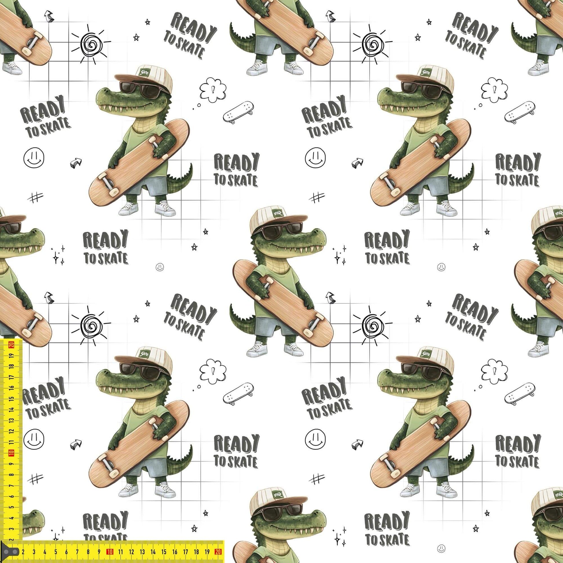 „French Terry Meterware mit Skater Kroko – perfekt für Pullover & Pumphosen“