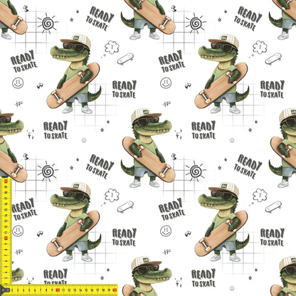 „French Terry Meterware mit Skater Kroko – perfekt für Pullover & Pumphosen“