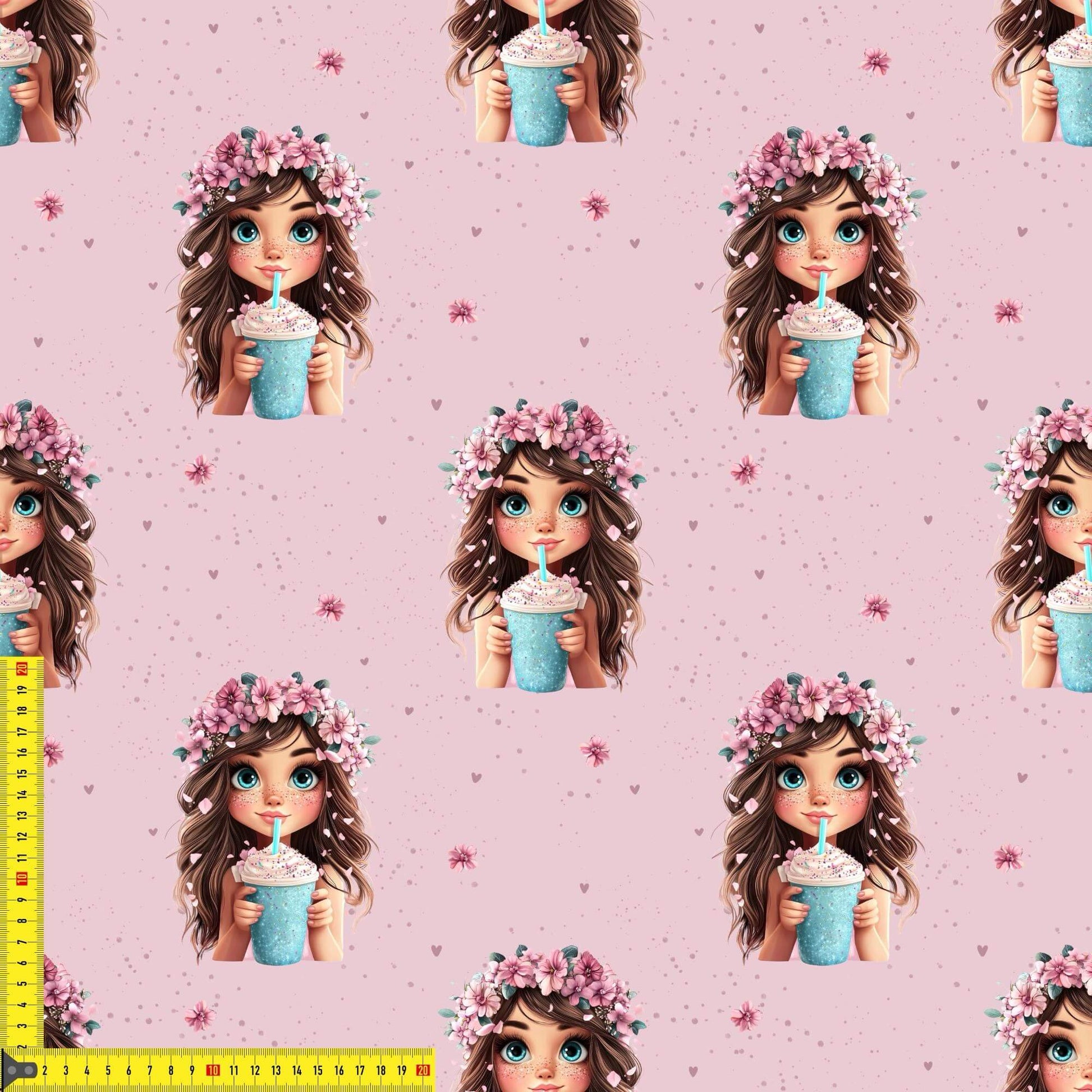 „French Terry Meterware mit Smoothie Girl – perfekt für Pullover & Pumphosen“