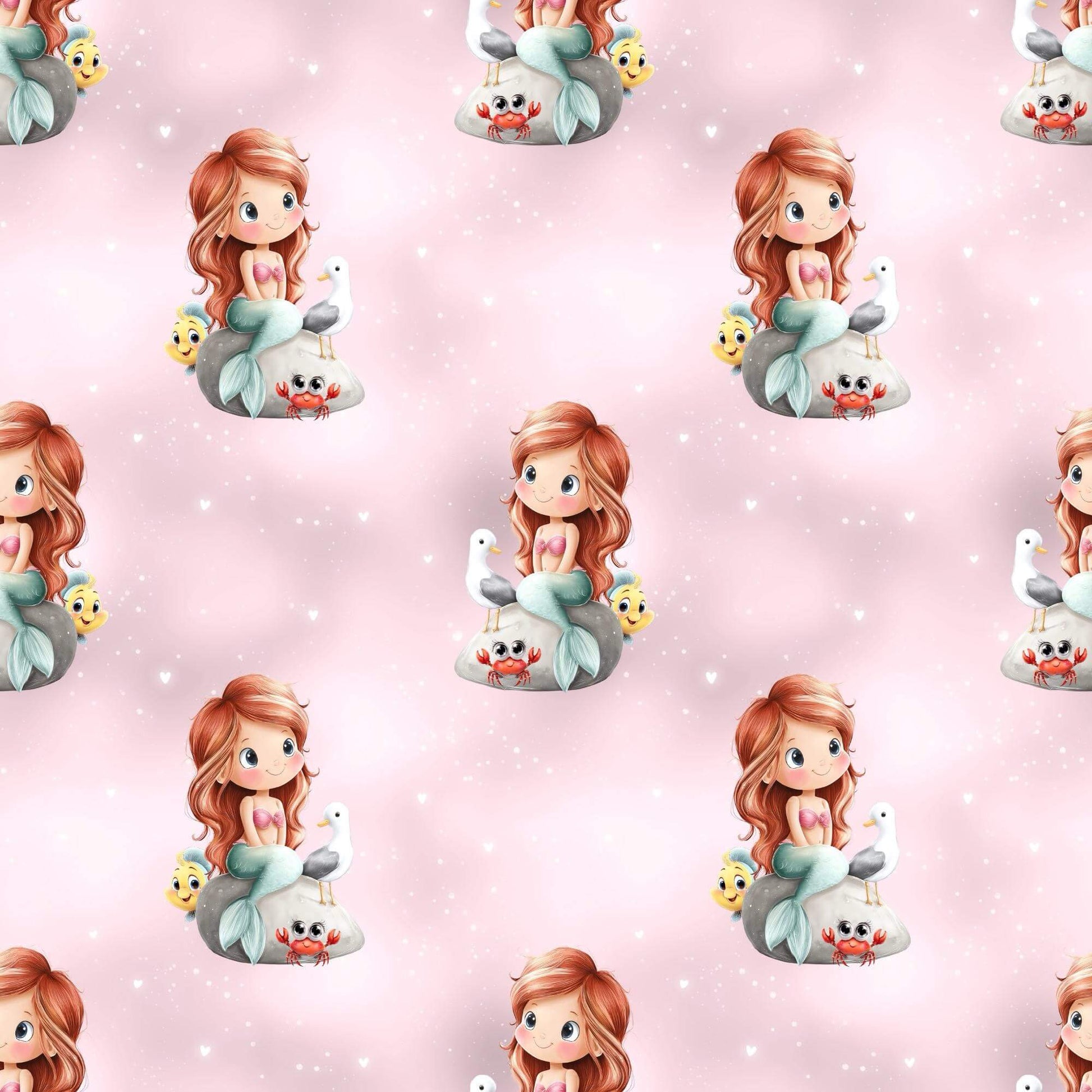 „French Terry Meterware mit Meerjungfrau – perfekt für Pullover & Pumphosen“