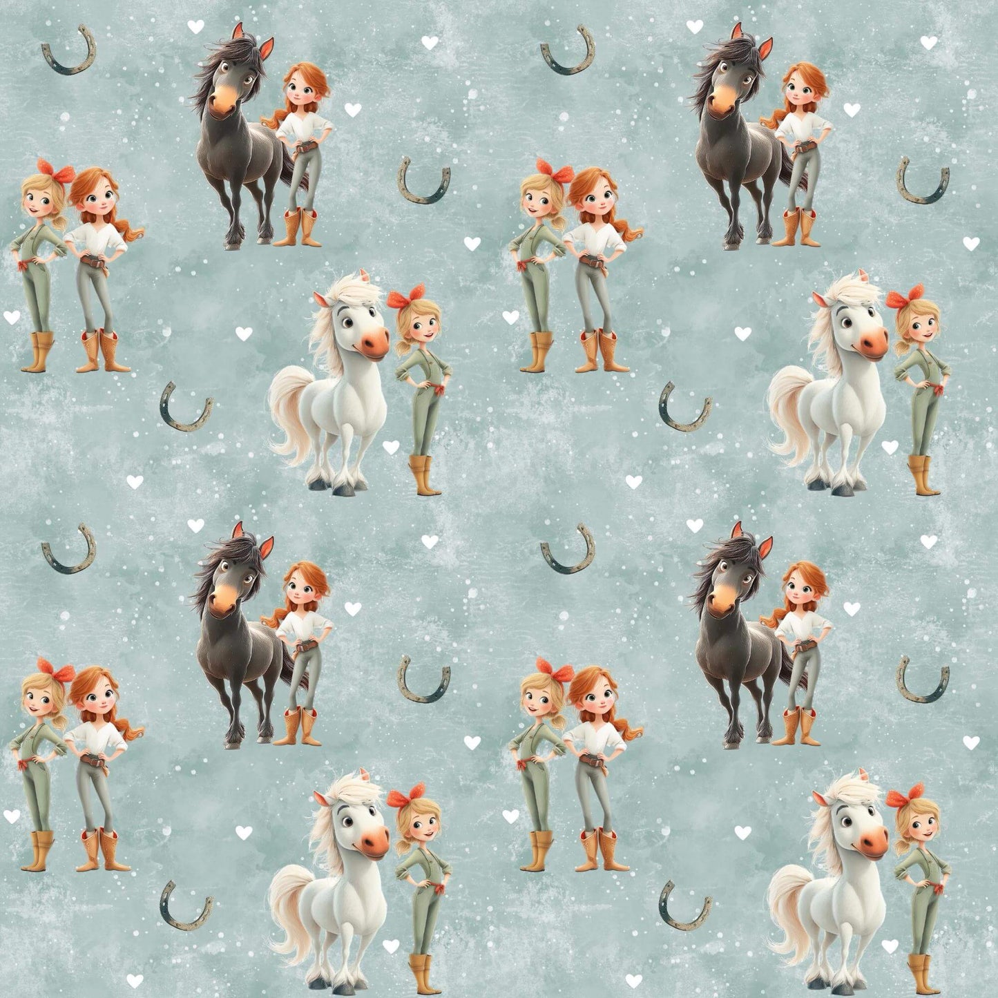 „French Terry Meterware mit Pferdemotiv – perfekt für Pullover & Pumphosen“