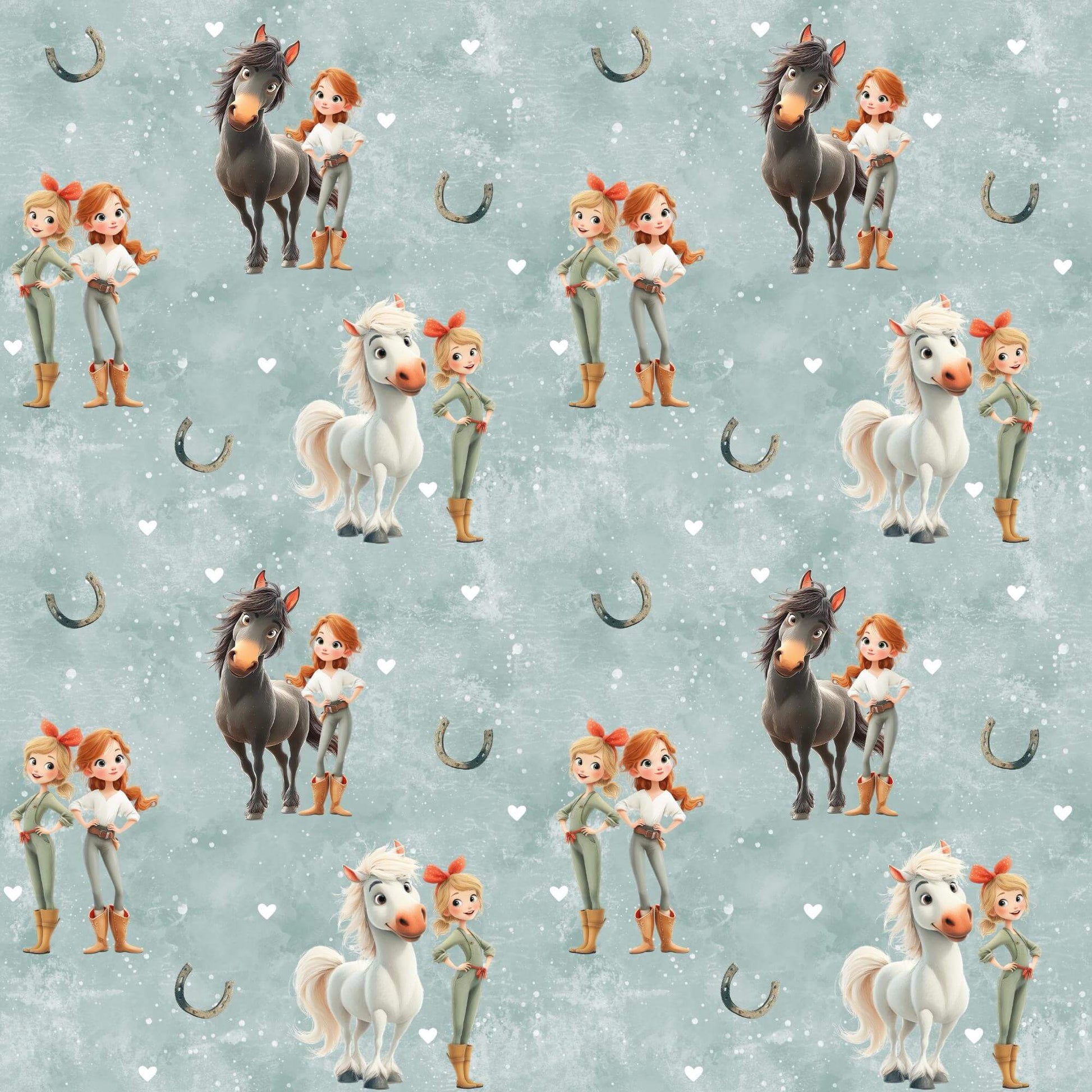 „French Terry Meterware mit Pferdemotiv – perfekt für Pullover & Pumphosen“