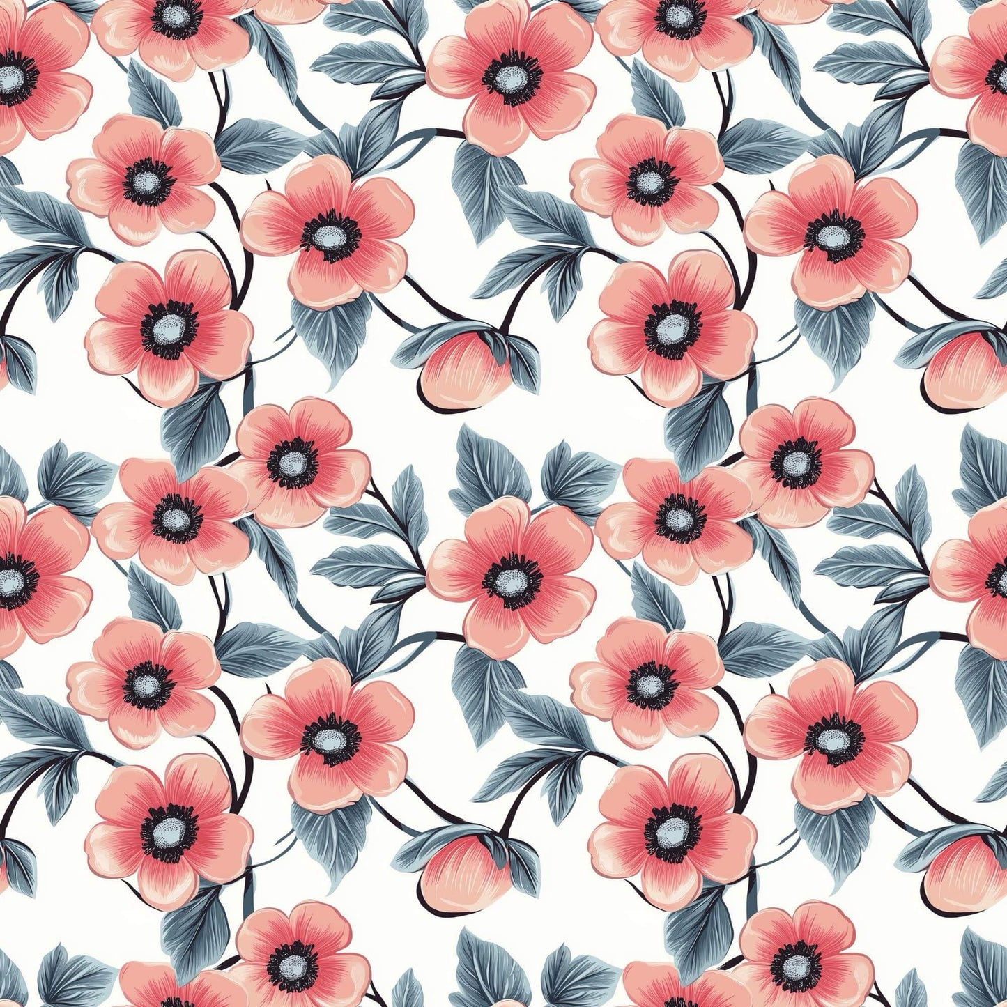 „French Terry Meterware mit Mohnblume – perfekt für Pullover & Pumphosen“