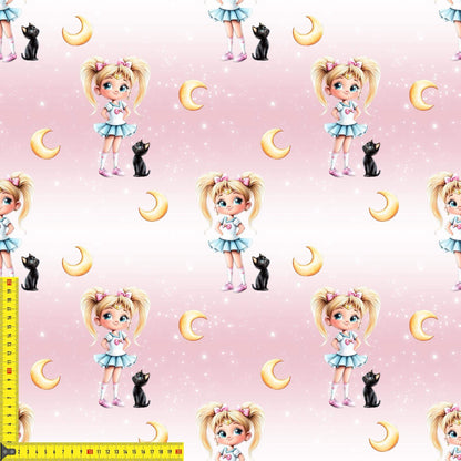 „French Terry Meterware mit Nachtmotiv – perfekt für Pullover & Pumphosen“