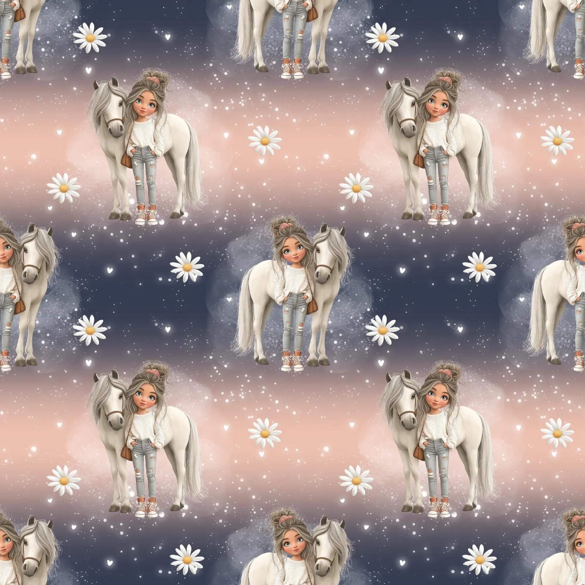 „French Terry Meterware mit Pferd – perfekt fuer Pullover & Pumphosen“