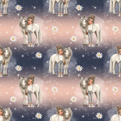 „French Terry Meterware mit Pferd – perfekt fuer Pullover & Pumphosen“