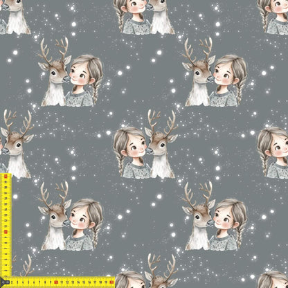 „French Terry Meterware mit Rentier – perfekt für Pullover & Pumphosen“