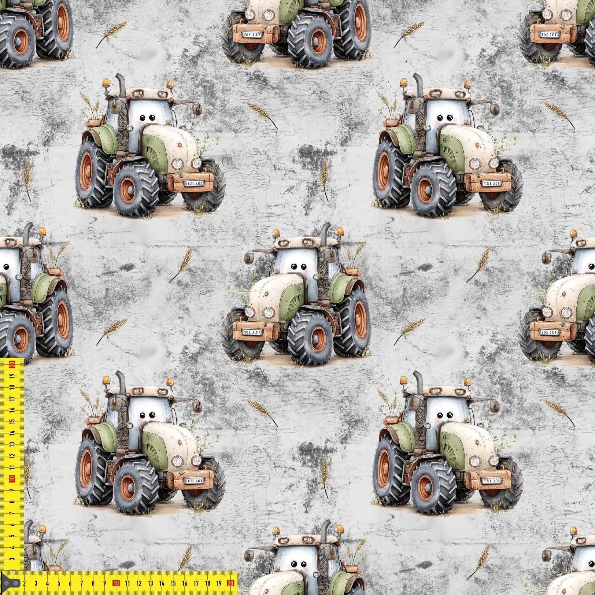 „French Terry Meterware mit Traktor – perfekt fuer Pullover & Pumphosen“