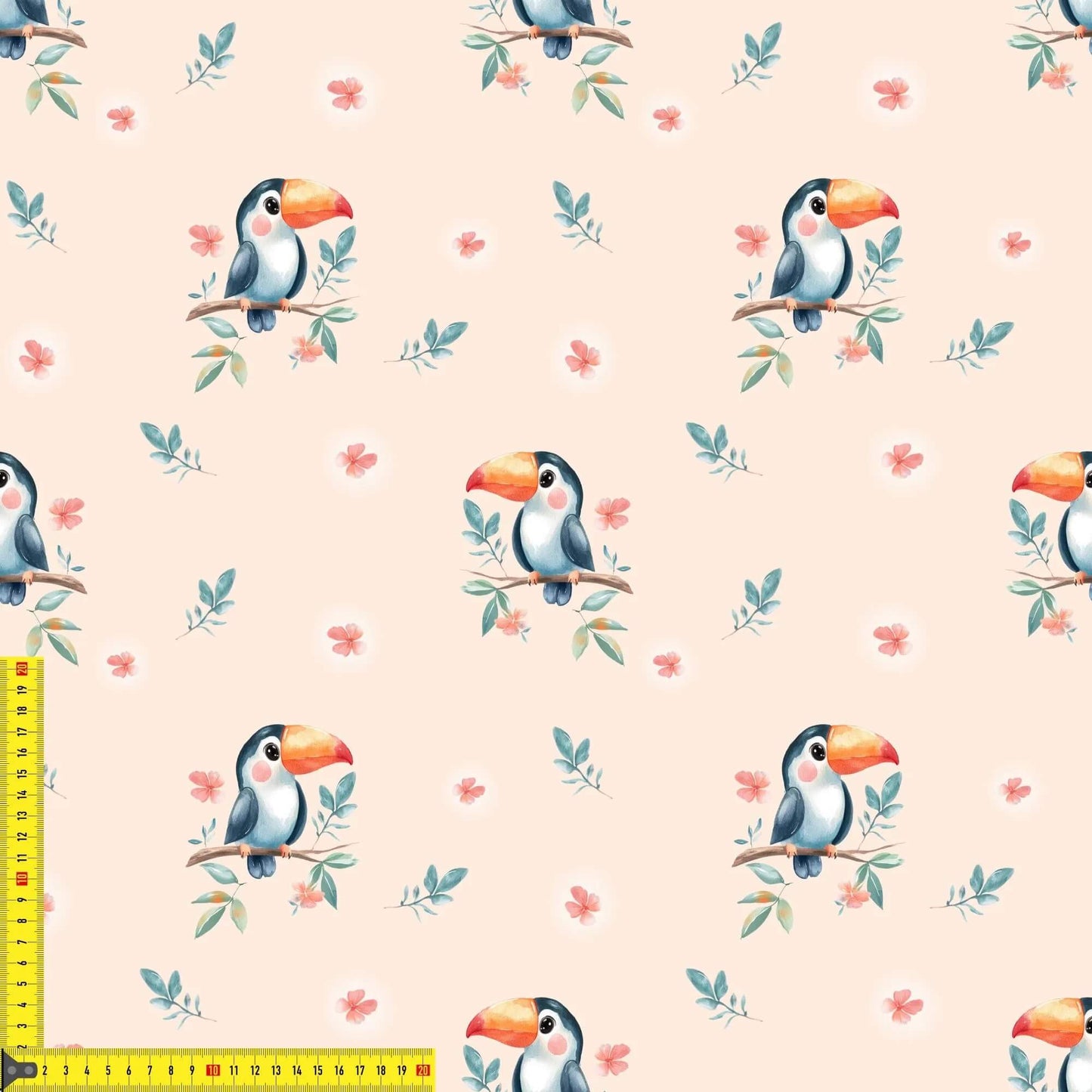 „French Terry Meterware mit Tropenvogel – perfekt für Pullover & Pumphosen“