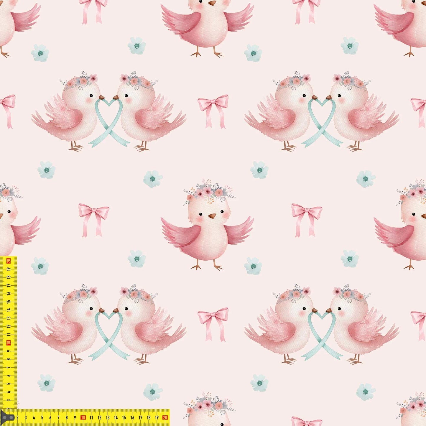 „French Terry Meterware mit Vogelpaar – perfekt für Pullover & Pumphosen“