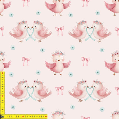 „French Terry Meterware mit Vogelpaar – perfekt für Pullover & Pumphosen“