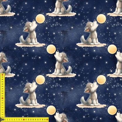 „French Terry Meterware mit Traumwolf – perfekt für Pullover & Pumphosen“