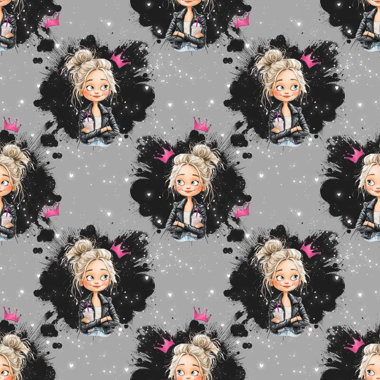 „French Terry Meterware mit Queen – perfekt fuer Pullover & Pumphosen“