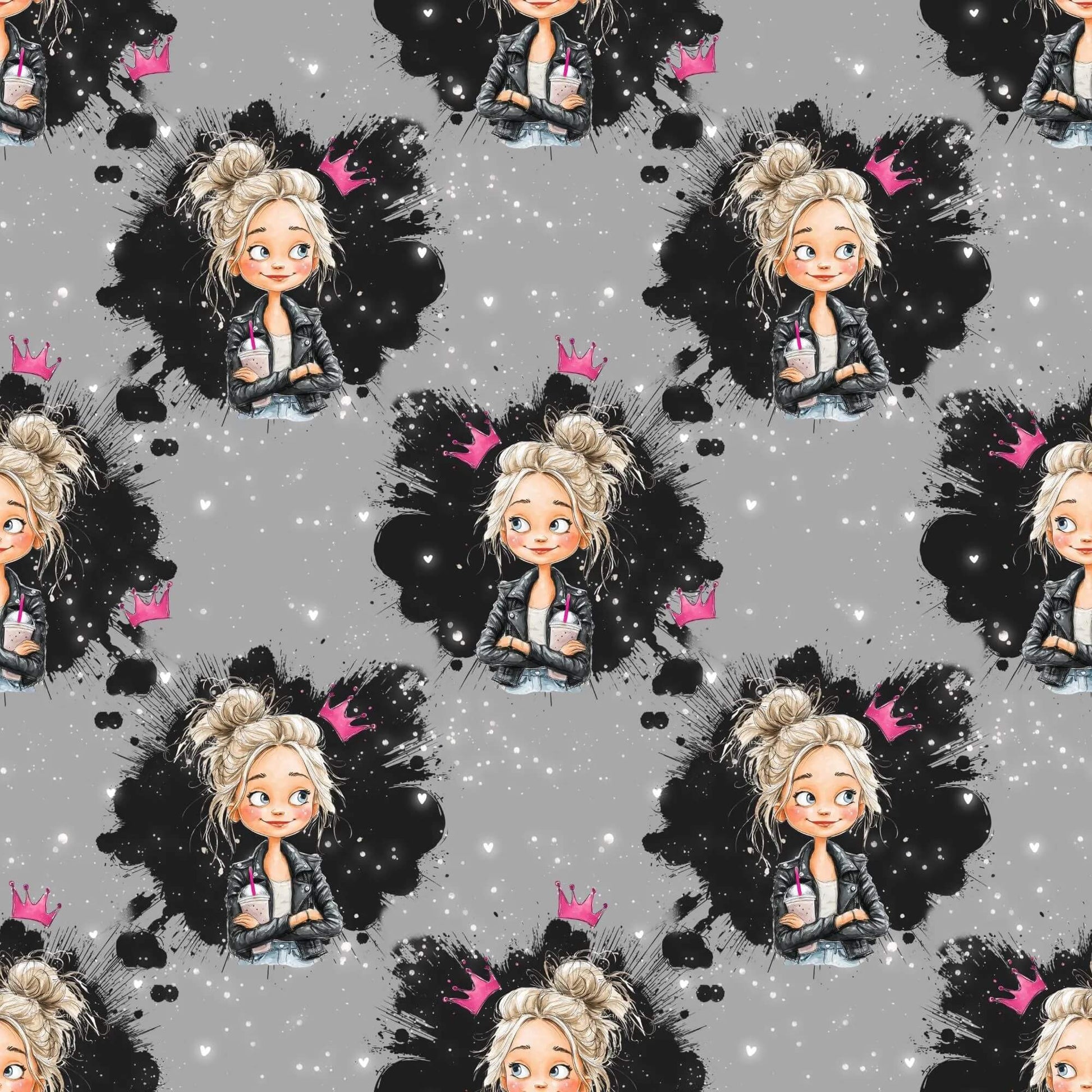 „French Terry Meterware mit Queen – perfekt fuer Pullover & Pumphosen“