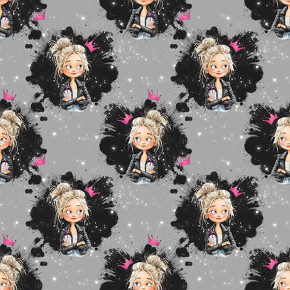 „French Terry Meterware mit Queen – perfekt fuer Pullover & Pumphosen“