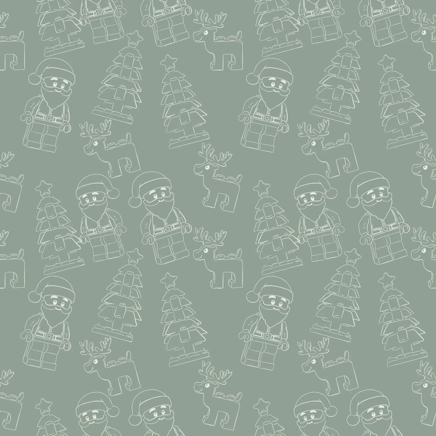 „French Terry Meterware mit Baustein Weihnachten – perfekt fuer Pullover & Pumphosen“