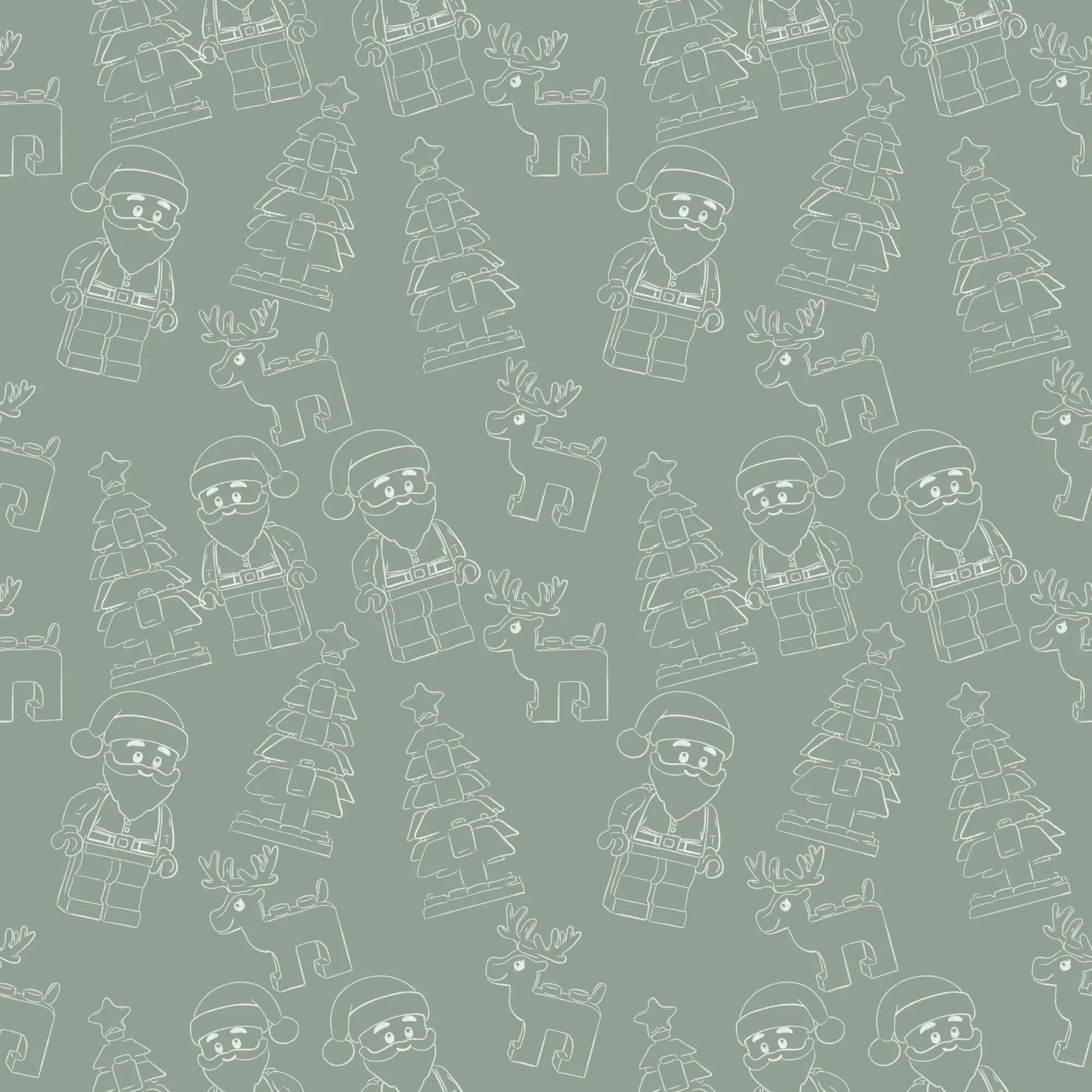 „French Terry Meterware mit Baustein Weihnachten – perfekt fuer Pullover & Pumphosen“