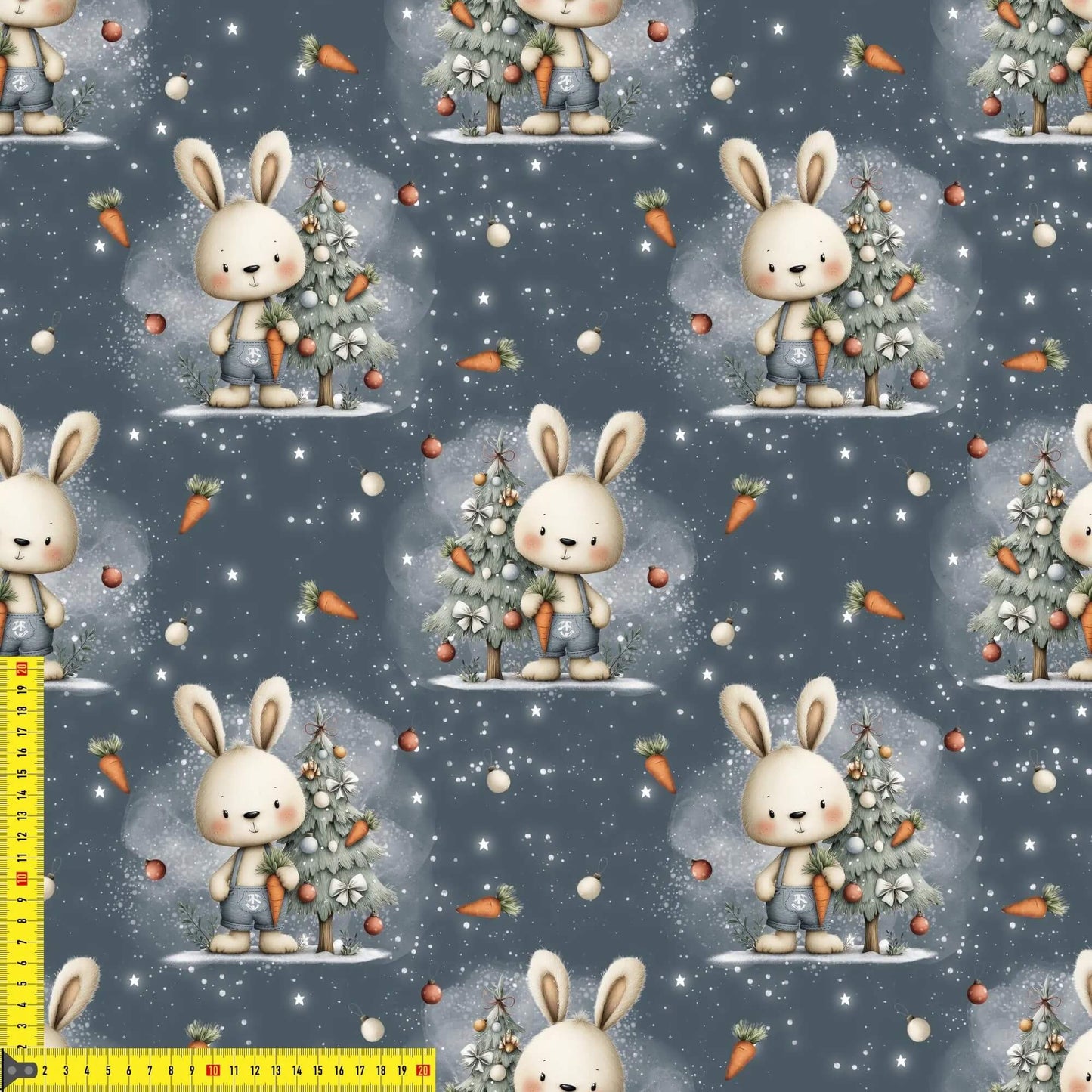 „French Terry Meterware mit Weihnachtshase – perfekt fuer Pullover & Pumphosen“