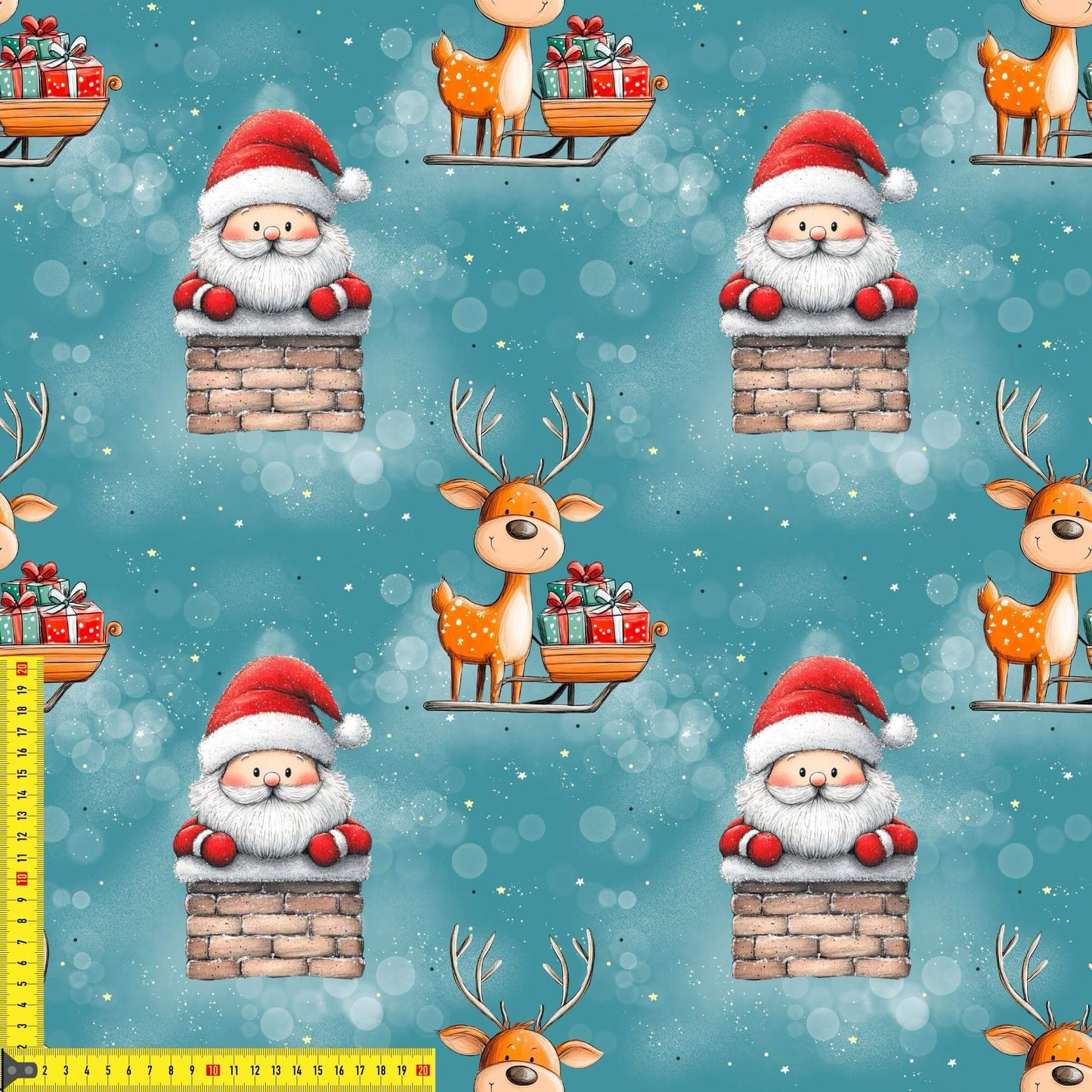 „French Terry Meterware mit Weihnachtsmann – perfekt fuer Pullover & Pumphosen“