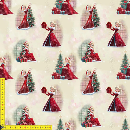 „French Terry Meterware mit Weihnachtsmaedchen – perfekt fuer Pullover & Pumphosen“